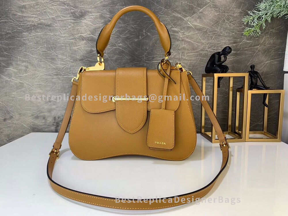 Prada Sidonie Brown Saffiano Leather Handbag GHW 005